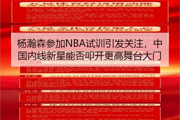 杨瀚森参加NBA试训引发关注，中国内线新星能否叩开更高舞台大门 - DouYu